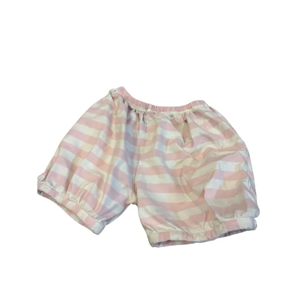 Girls Size 6‎ Halloween PJ Set Pink BOO Ghost Pumpkin Spider Top Striped Shorts
